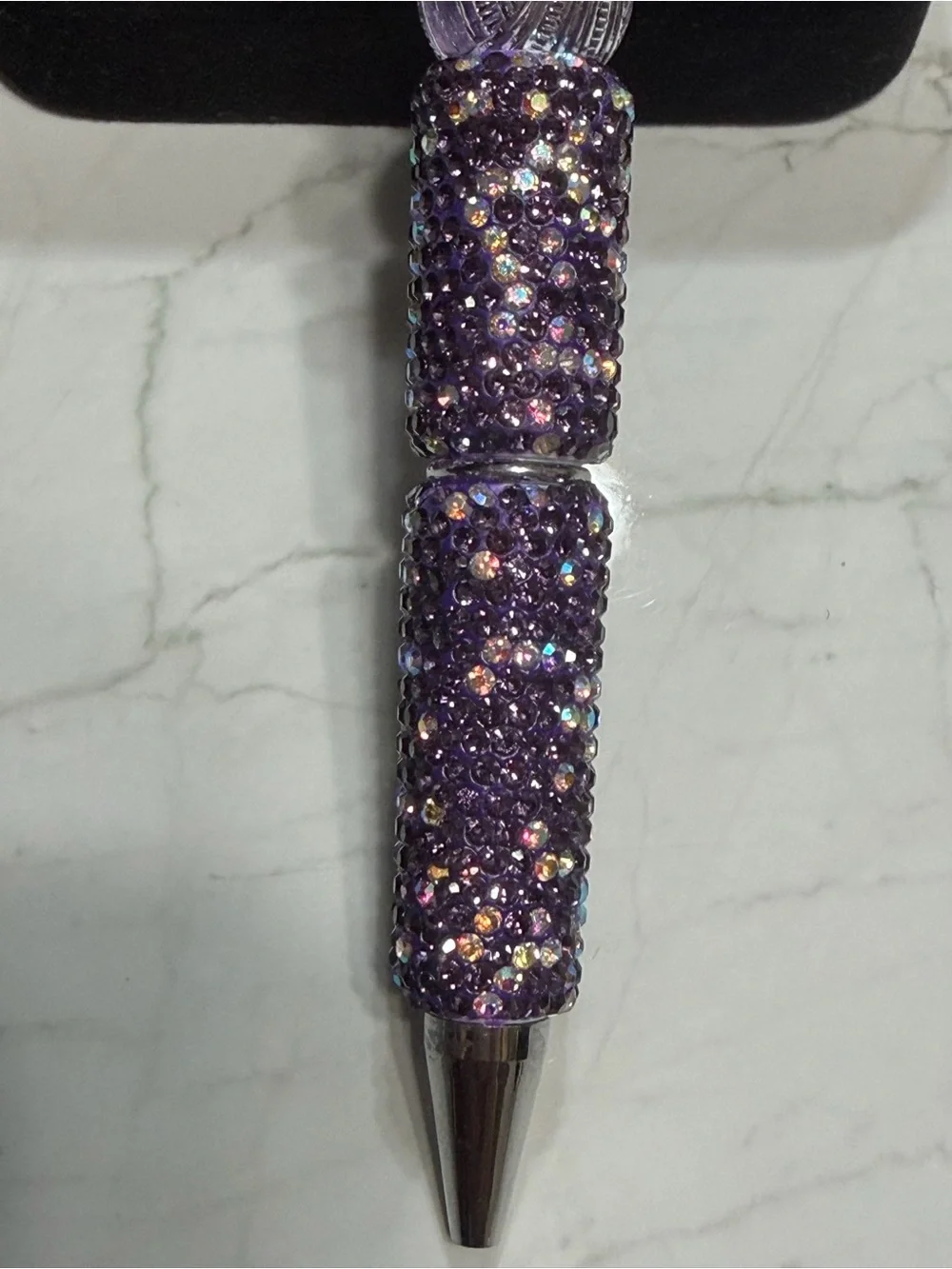 Purple Crystal Floral Decorative Ballpoint Pen